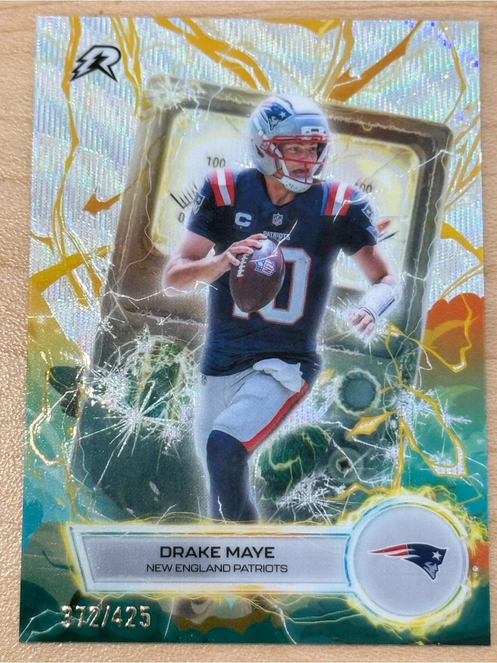 Topps Drake Maye New England Patriots Green Gold Blue Football Card